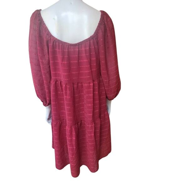 Versona Red 3/4 Sleeve Sheer Dress (L) - Picture 4 of 5